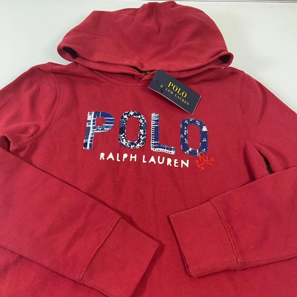 Ralph Lauren Kids Girls Red Polo‎ Logo Fleece Hoodie Dress Size L 12-14 NWT